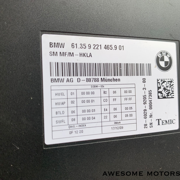 BMW 7시리즈 F01 F02 메모리 시트 모듈 9221465
